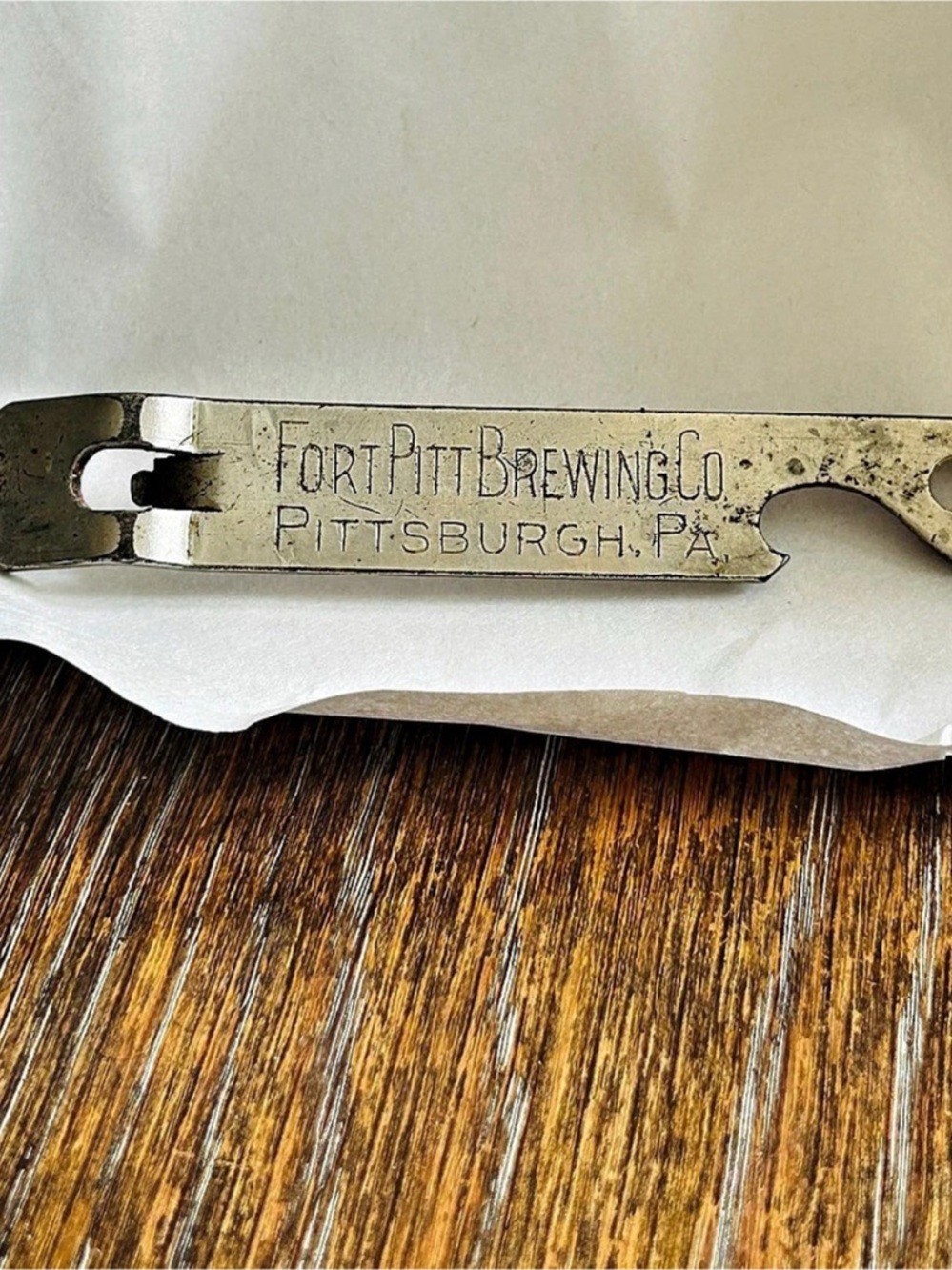 Vintage Church Key Opener Collectible Fort Pitt Brewing Co. Quick & Easy Opener.